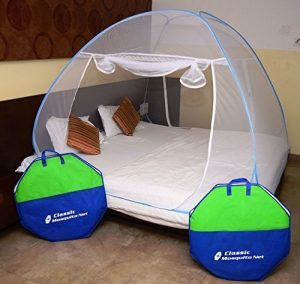 क्लासिक मच्छर नेट फोल्डेबल किंग साइज (डबल बेड) सेवियर्स के साथ - नीला